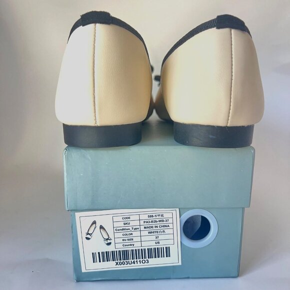 C Paravano Beige Black Flats Leather Ballerina flats Size 6.5 - Picture 7 of 15